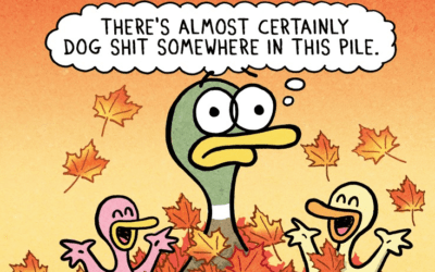 Relatable Duck on Fall Leaves
