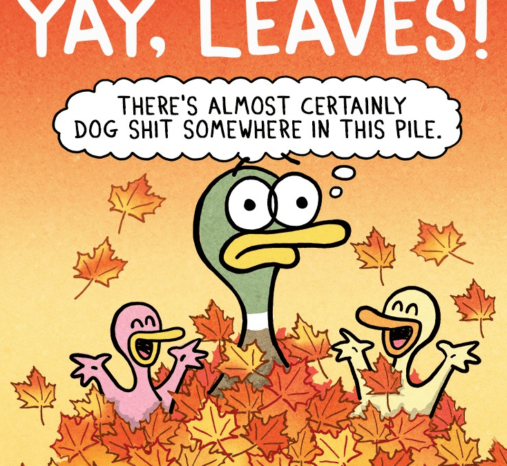 Relatable Duck on Fall Leaves