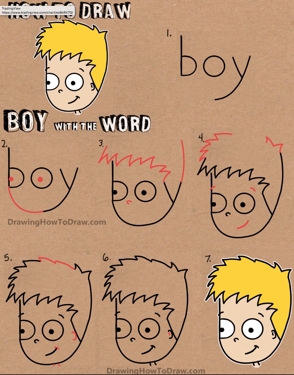 drawing boy with the letters