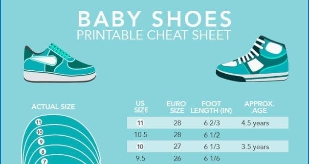 Shoe Size Chart For Babies