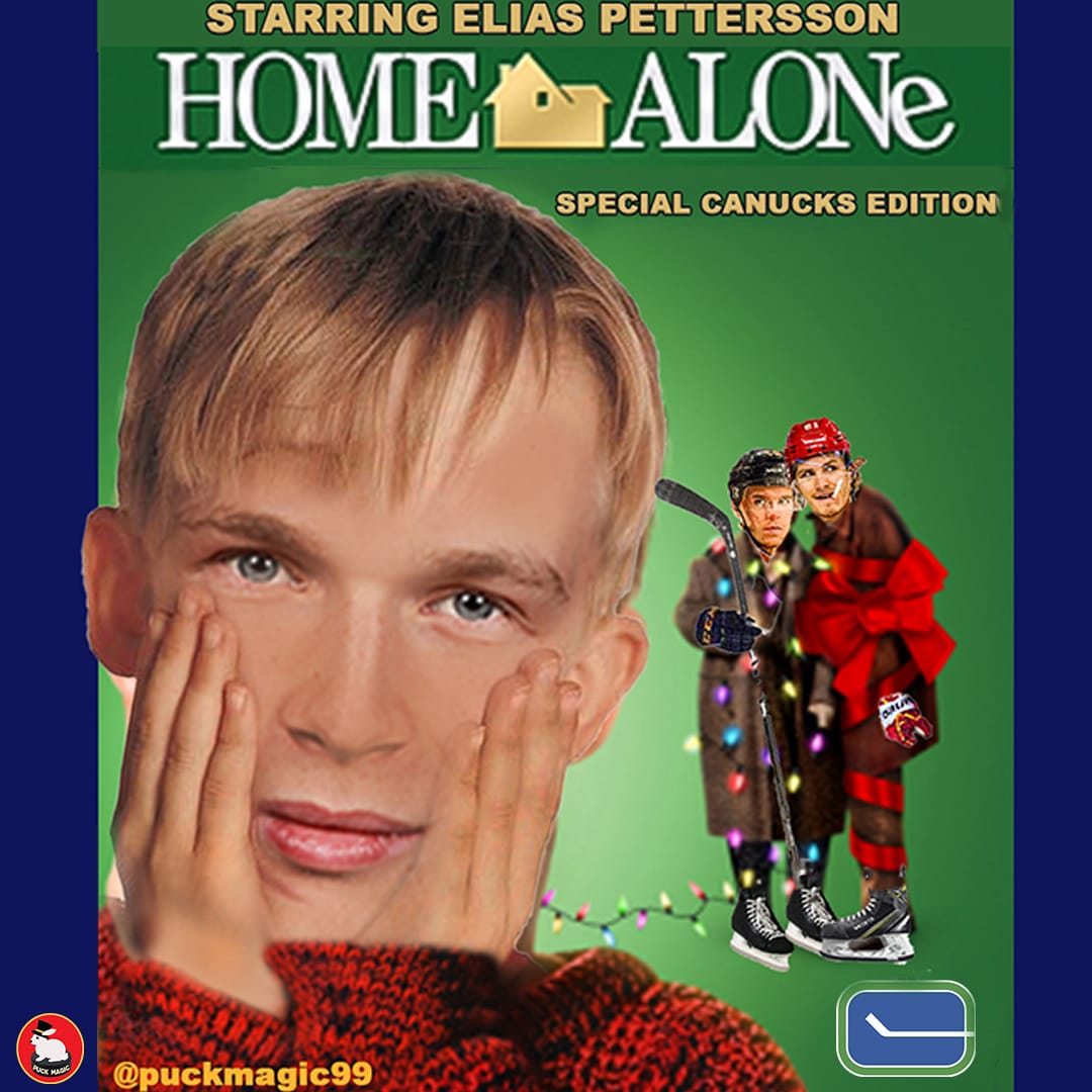 home alone artwork parody with nhl players elias petterson