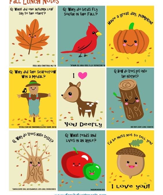 Printable Fall Lunch Box Notes