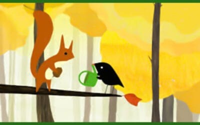 Adorable Autumn Animation: A Little Bird & Squirrel Adventure! 🐿️